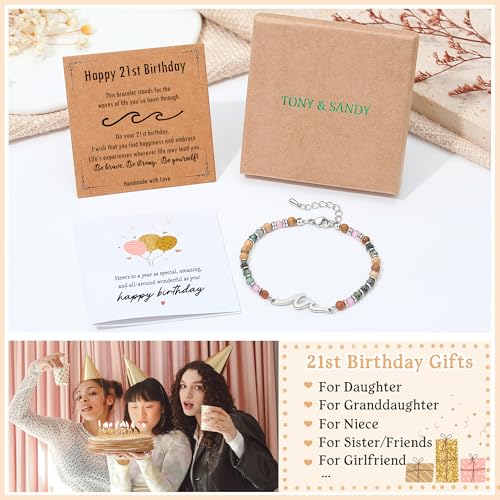 Image of TONY & SANDY Friend Gifts for Women, Unique Birthday Gifts for Women, Sister Gift from Sister, Wave Bracelet, Christmas Stocking Stuffers for Woman Female, Bestie Friendship Bracelets