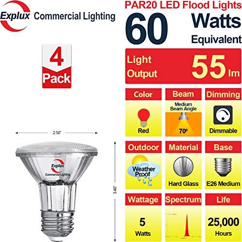 Explux Commercial Lighting 66583 Explux Par20 Led Flood Red Light Bulbs thumb #1