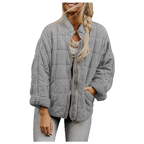 Zyuoel Lightweight Grey Quilted Puffer Jacket for Women – Short Zip Up, Warm, and Perfectly Oversized! - Image 5