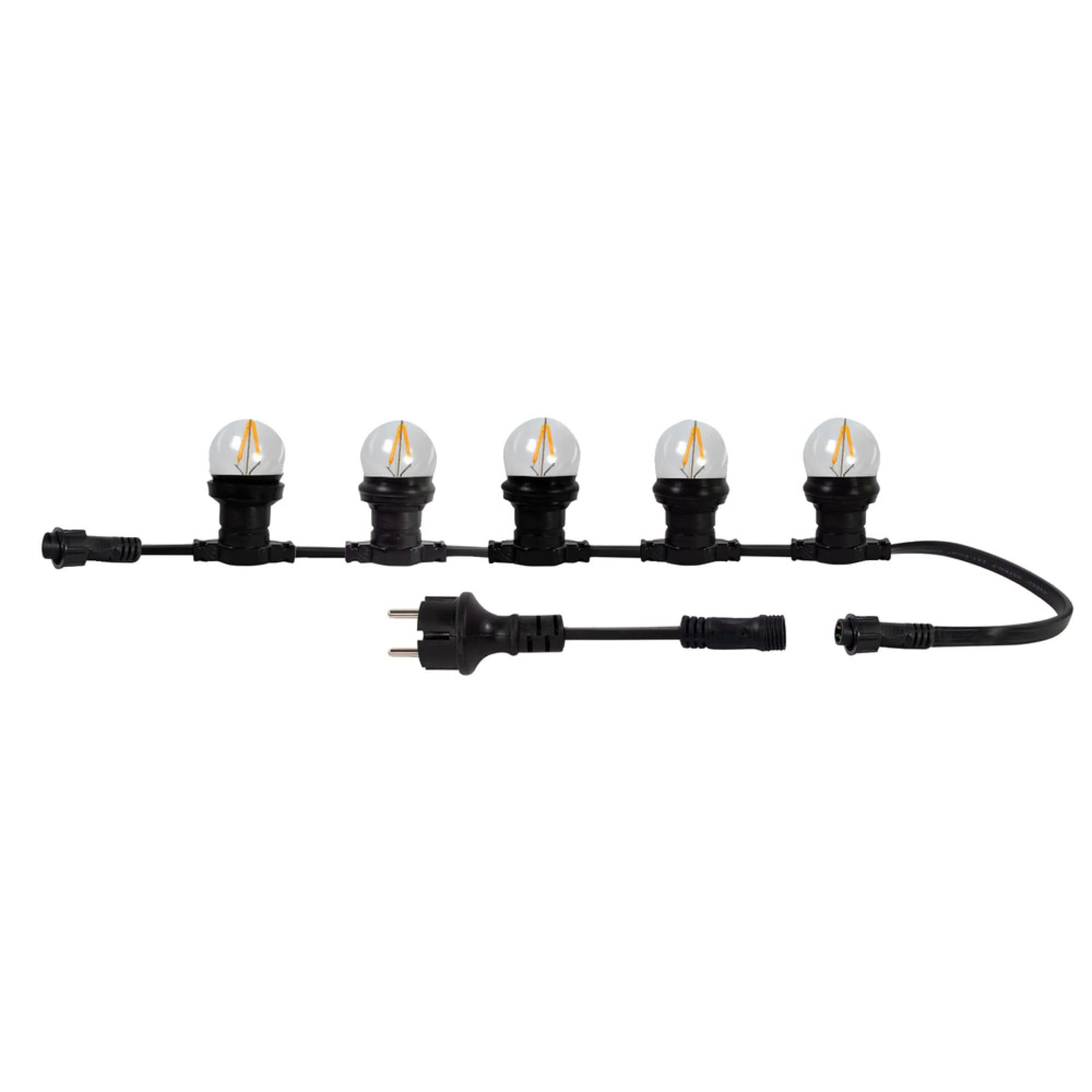 TIBELEC Guirlande LED Connectable 10 Douilles E27-10 Ampoules à Filament 85LM, Idéale pour Extérieur