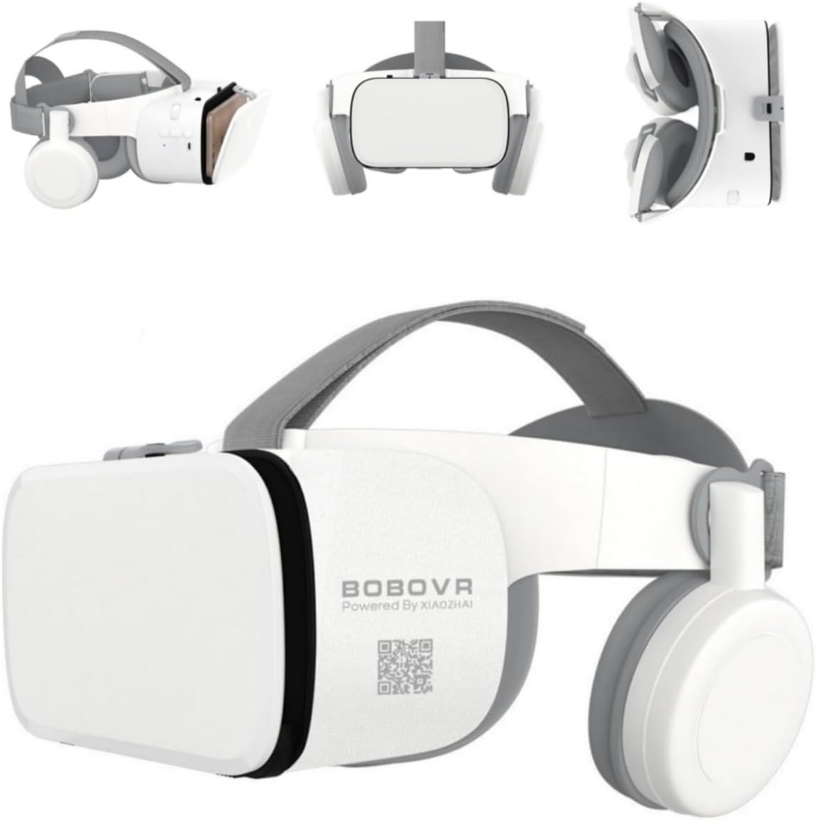 Phone VR Headset, Virtual Reality Glasses Goggles Compatible with iPhone 17 16 15 14 13 12 Pro Samsung Galaxy S24 S23 S22 S21 VR Goggles w/Wireless Headphones for Adults &amp; Kids, White