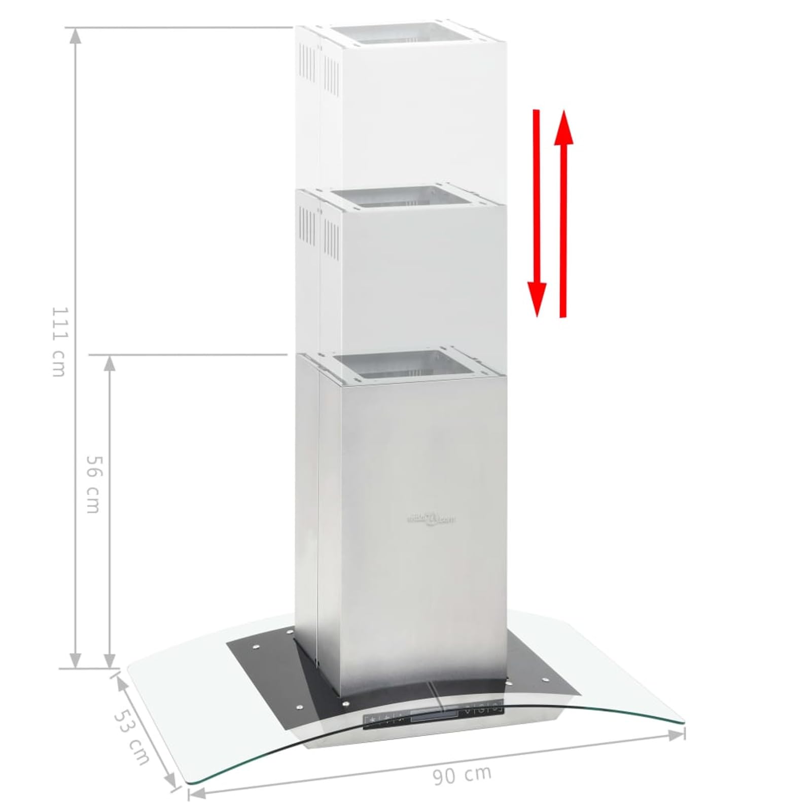Homgoday Inselhaube 90 cm mit LCD-Display und Touch-Sensor 756 m³/h LED