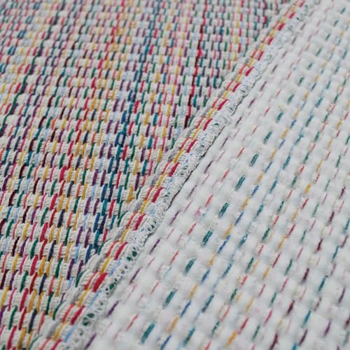 Tapete Algodão para Sala Grande Antiderrapante 2.00m X 3.00m Fios Coloridos Cores Neutras Decorativo