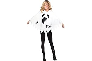 White Ghost Costume for Adult Ghost Poncho for Halloween Party Women Girls - Halloween Poncho