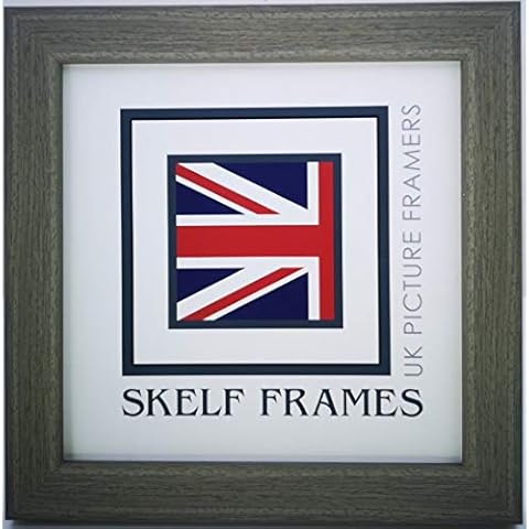 Skelf Frames 13 x 13 Inches Square Picture Photo Frame in Flat Brushed Grey Effect Polcore with Glass Hand made in Yorkshire (Multiple Sizes) Cover