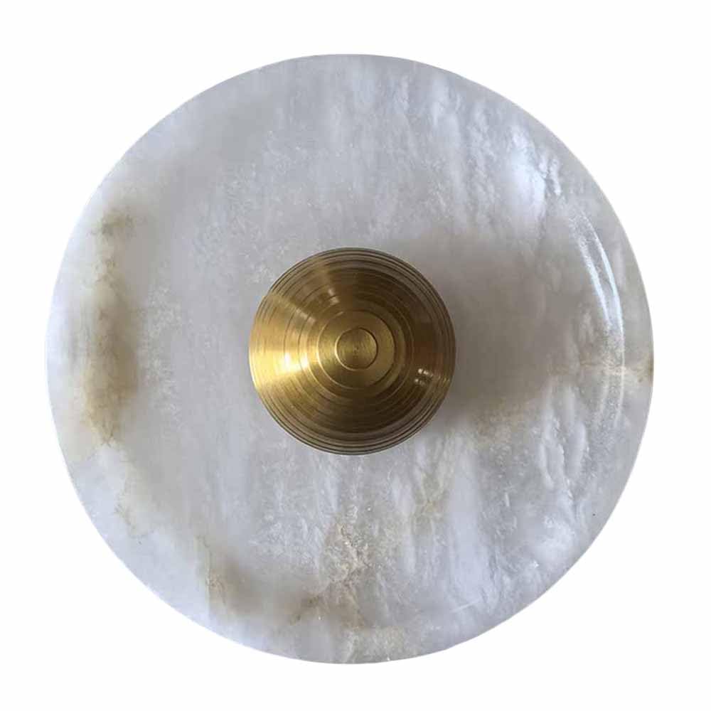 JYBNBBE Wall Sconces Round Alabaster Natural Marble Light Wall Mount Light Bathroom for Living Room Bedroom Hallway Stairs,Gold-25CM