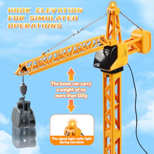 image for SNACKTANT 28-Inch RC Construction Tower Crane Toy for Kids, 4 Channel 