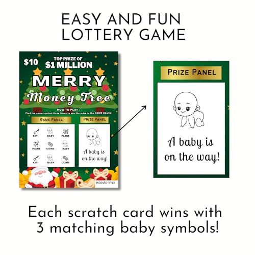 Image of 6 Pack Christmas Pregnancy Announcement Scratch Off Lottery Tickets - Holiday Scratch-Off Baby Reveal Cards, Fun Pregnancy Reveal for Family, Parents, Grandparents - Baby on the Way Gift