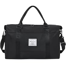 Travel Duffel Bag for Women,Shoulder Weekender Overnight Bag Sports Gym Tote Bag,WaterproofBlack free size