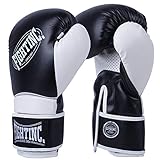 Fightinc. Boxhandschuhe Fighter - 8 10 12 14 16 Oz Männer Frauen für Boxen Kickboxen Muay Thai MMA Kampfsport schwarz weiß rot UVM schwarz (001) 12 Oz