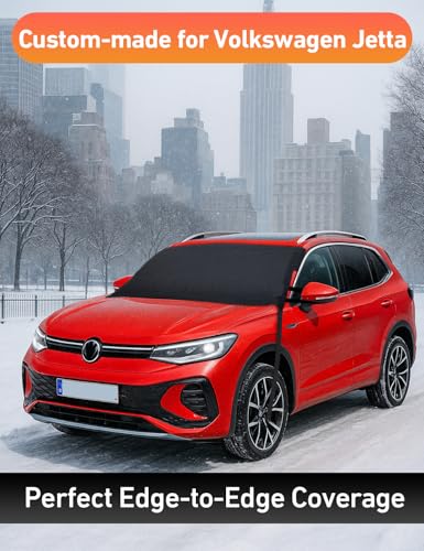 Image of EcoNour Car Snow Cover Compatible for Volkswagen Tiguan | Windshield Cover for Ice and Snow with S-Hook Straps | Heavy-Duty 600D Oxford Winter Car Cover, Waterproof & Anti-Slip