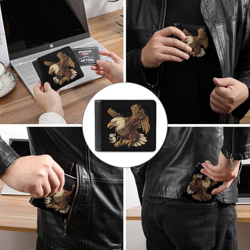 Eagle Holding Rat Bi-fold Wallet for Men Women Print PU Leather Slim Cash Card Holder3