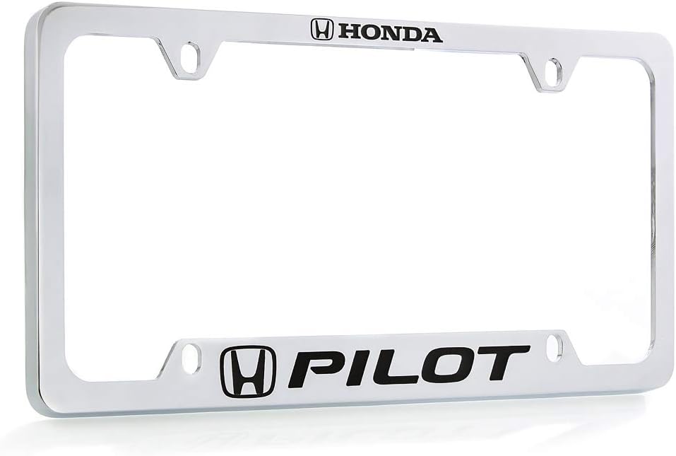 Honda Pilot Wordmark Chrome Plated Metal License Plate Frame Holder 4 Hole