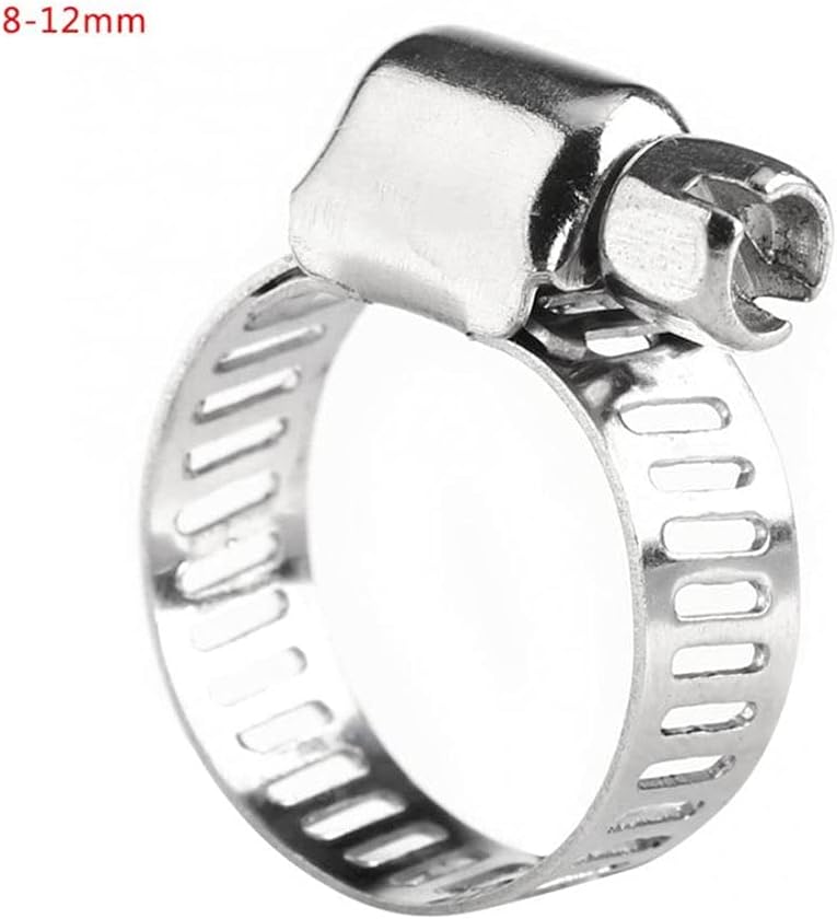 10pcs Adjustable Iron Galvanized Drive Hose Clamps - Heavy Duty Metal Pipe Clips for Fuel Line, Tube(8-25mm)(8-12mm)