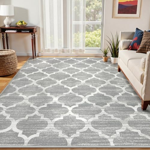 Lahome Moroccan Gray 8x10 Area Rug for Living Room and Bedroom