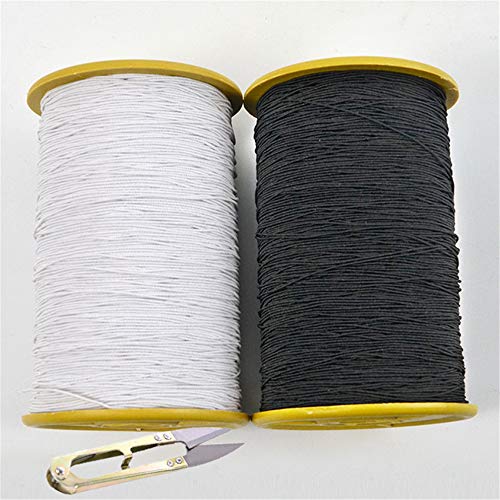 2Pcs 0.5Mm Thickness 547 Yard Elastic Thread Sewing Elastic String Cord White And Black (Black And White) #TOP3