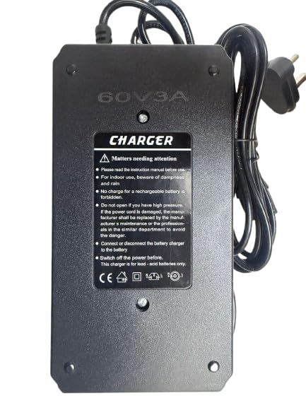 Image of Universal 60V 3A Lead Acid Charger for EV Vehicle, Scooty, Bike, 5 Batteries