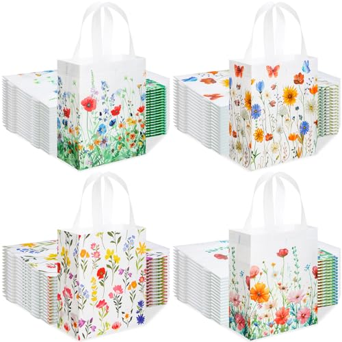 Wesnoy 48 Pcs Floral Gift Bags Wildflower Party Favor Reusable