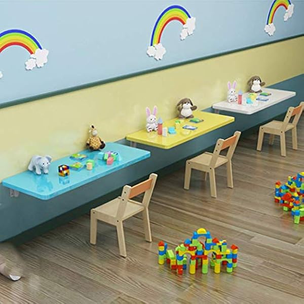 Klaptafel met neerklapbaar blad, aan de muur gemonteerde ruimtebesparende uitklapbare bureauwerkbank Multifunctionele computer Schrijven Dineren Thuiskantoor (Blauw 120x40cm) (Blauw 50x30cm)