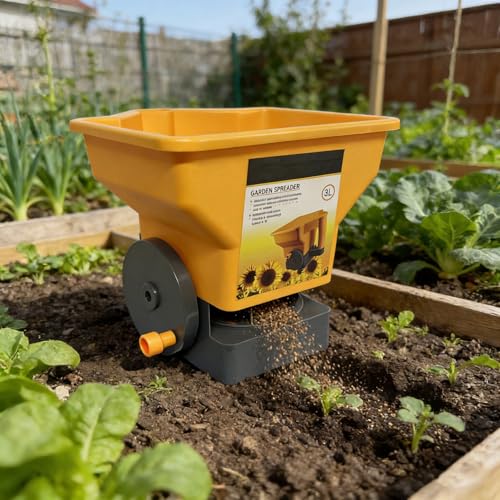 Esparcidor manual de semillas y fertilizantes para jardín miniatura 6
