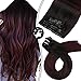Moresoo Human Hair Clip in Extensions 14inch Red Extensions Clip in Seamless Ultra-thin Weft Hair Extensions #1B Off Black to #99J Red Wine Invisible Real Hair Extensions 100g/7pcs