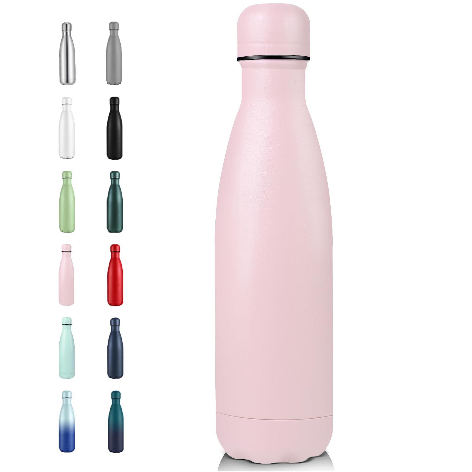 Volhoply 500 ml Insulated Stainless Steel Water Bottle, Double Wall Vacuum Flask, Keeps Cold 24h & Hot 12h, Available in Packs of 1, 4, 8, or 12?Pink,1 Pack? — image 1