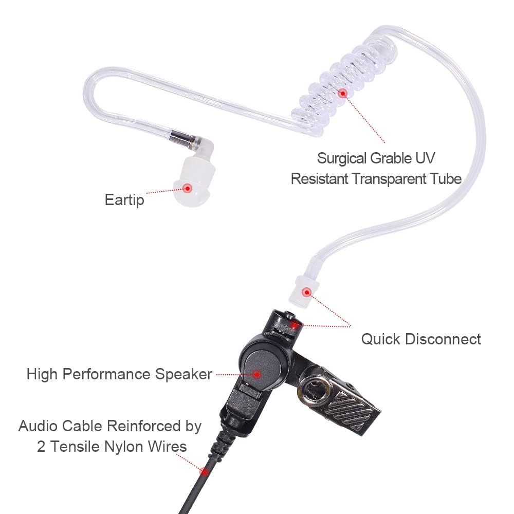 Auricolare a tubo acustico CLP1010 a 1 pin da 2,5 mm con microfono PTT per Motorola CLP 1010 CLP1040 CLP1060 CLP1080 (CLP 1040 CLP 1060 CLP 1080) Walkie Talkie On-Site Business Radio