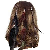 Fodattm Set von 3 handgefertigten Boho Hippie Haarverlängerungen mit Federclip Kamm Kopfschmuck Haarnadel DIY Zubehör für Frauen