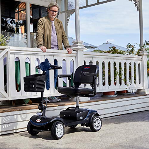 Metro Mobility Compact Travel Electric Power Mobility Scooter for Adults - 265 lbs Max Weight, 4 Wheel, 18 in Width Thick Leather Seats, Large Capacity Lead-Acid Battery - Blue - Thumbnail 6