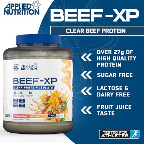 Applied Nutrition Clear Hydrolysed Beef Protein Isolate Powder, Fruit Juice Style, Dairy Free, Lactose Free, Zero Sugar, Low Fat, 1.8kg - 60 Servings (Tropical Vibes) - Image 3
