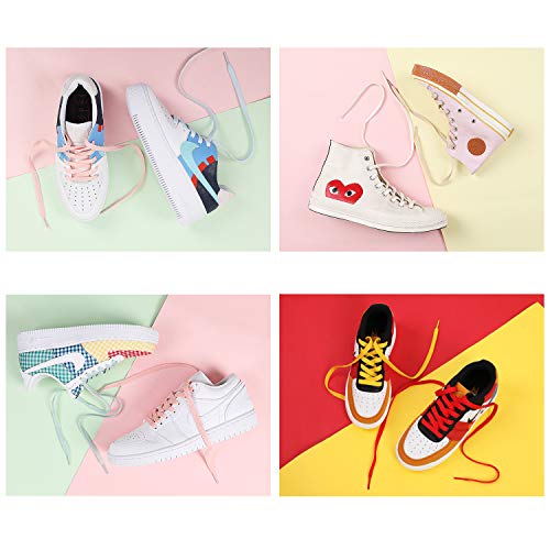 Image of Shoemate Flat Solid Color 5 /16 inch Shoe Laces for Sneakers and Athletic Shoes with 4 Shoelaces Aglets