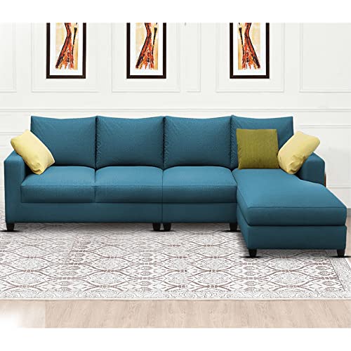 Image of Jian RHS 6 Seater L Shape Sofa Set Living Room (Turquise Fabric)