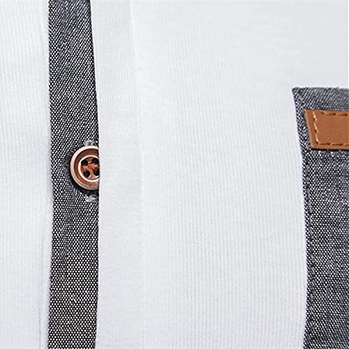 Pull pour homme en coton blanc doté de poches à panneaux contrastés - 4