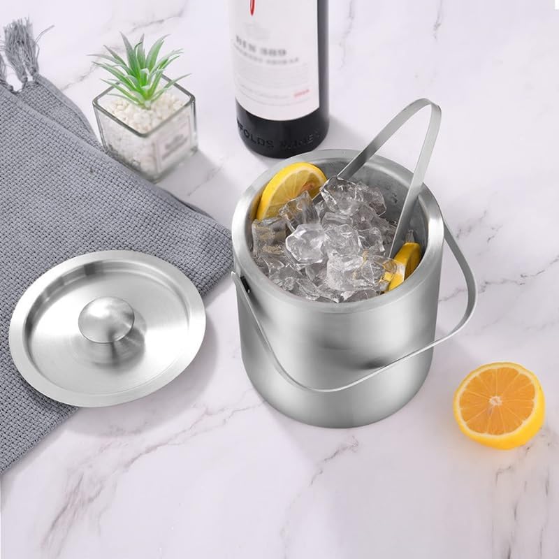 Stainless Steel Ice Bucket Double-layer Straight Bar Beer and Wine