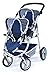 Bayer Design Design-26551 26551AA Cochecito de Gemelos, Carrito Doble para muñecas, Ajustable, Ruedas Delanteras giratorias, Azul, Color