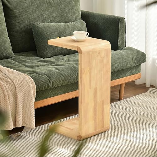 Mesa auxiliar en forma de C de 61 x 70 cm y soporte para plantas de madera