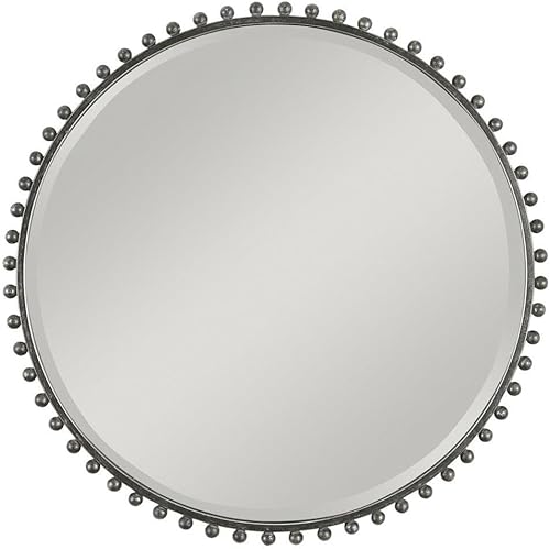 Uttermost Taza Espejo de pared redondo negro envejecido de 32 pulgadas