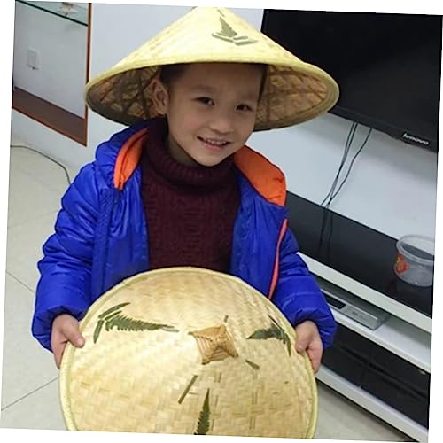 2Pcs Hand-Woven Bamboo Hats for Boys and Girls Decorative Straw Hats Natural Ornaments Photography Props Summer Sun Protection4