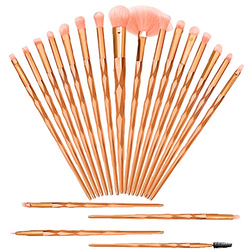 Preisvergleich Produktbild LIZHIGE Pinselset Make up, 20Pcs Kosmetikpinsel, Foundation Erröten Bürste Lidschattenpinsel Lippenbürste Nasal Shadow Brush Eyeliner Pinsel Augenbrauenbürste, Geschenk für Frauenmädchen - Roségold