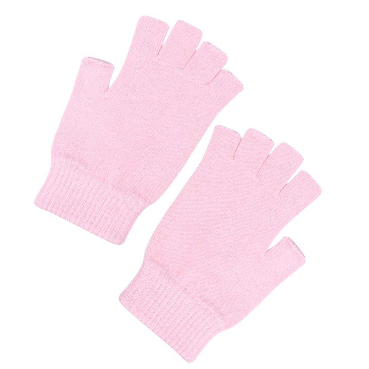 Mitones de punto de medio dedo cálidos de invierno para mujer rosa 8