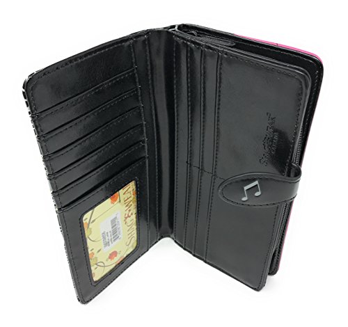 Shag Wear Music Note Large Wallet for Women and Teen Girls Vegan Faux Leather 7" Pink4