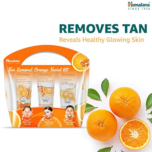Image of Himalaya Pure Skin Neem Facial Kit (Facewash 50ml, Scrub 50g & Face Pack 50g) and Himalaya Tan Removal Orange Facial Kit (Tan Removal Orange Peel-Off Mask, Face Scrub, Face Wash), 150 ml (Pack of 3)
