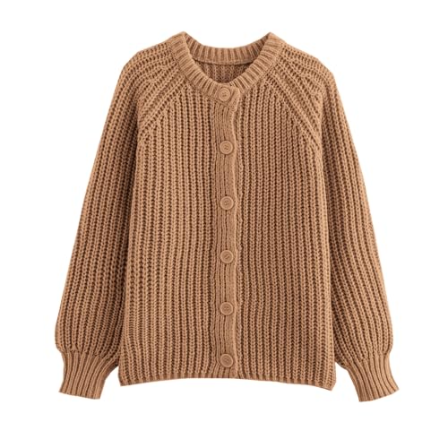 Image of KEOMUD Women's Long Sleeve Cardigan Sweaters Spring Casual Crewneck Button Down Chunky Knit Cardigans