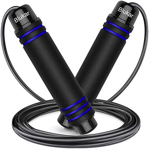 Blukar Springseil, Speed Rope Verstellbar mit Hautfreundlich Schaum Griffe | 3 Meter Länge Einstellbar, Rutschfest und Ideal für Fitness & Ausdauer & Seilspringen, geeignet für Erw