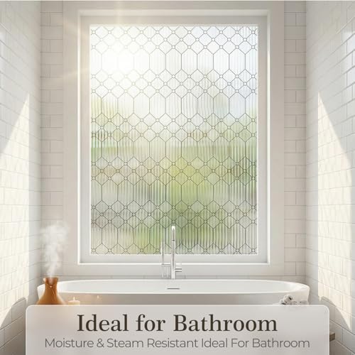 image for SUNBABY Reeded Glass Window Privacy Film, Frosted Glass Window Film fo