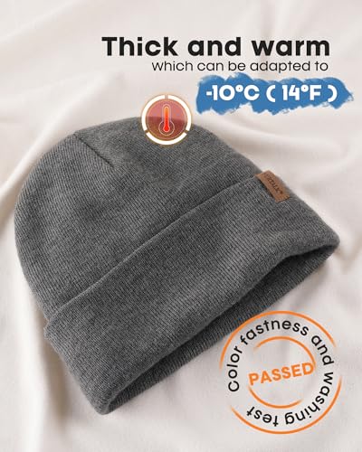 Image of FURTALK Unisex Cuffed Beanie Thick Double Knit Winter Skull Cap | Double-Layer Warmth, Ultra-Soft Itch-Free Knit, Snug No-Slip Fit, Essential Gear for Winter Jogging & Outdoor Sports