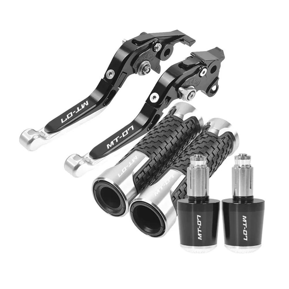 XVAsdgAER Motorcycle Brake Clutch Levers Handlebar Grip for Ya&maha MT-07 FZ-07 2014-2019(Sliver adn Black)
