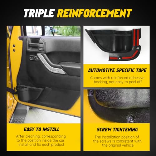 MIKKUPPA JK Storage Pockets - Front Door Pockets Compatible with 2011-2018 Jeep Wrangler JK JKU 2/4 Door, Interior Storage Accessories, Black 2PCs by MIKKUPPA - Image 7