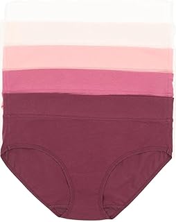 Felina Womens 5 Pack Pima Cotton Wide Waistband Hipster