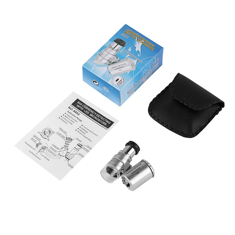 Microscopio Tascabile Portatile 80x/100x Con Luce LED E UV – Ideale Per Gemme, Gioielli E Tessuti